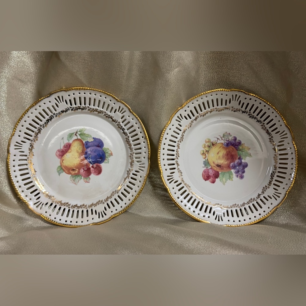Schwarzenhammer Bavarian Porcelain Fruit Pattern Plate set of 2